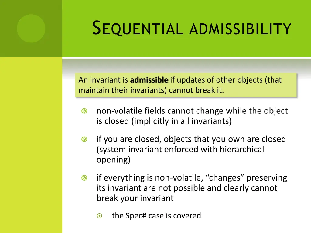 s equential admissibility