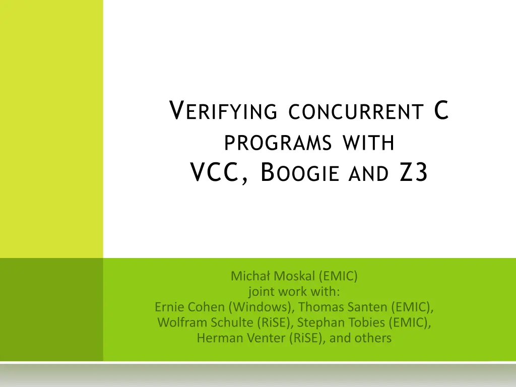 v erifying concurrent c programs with vcc b oogie