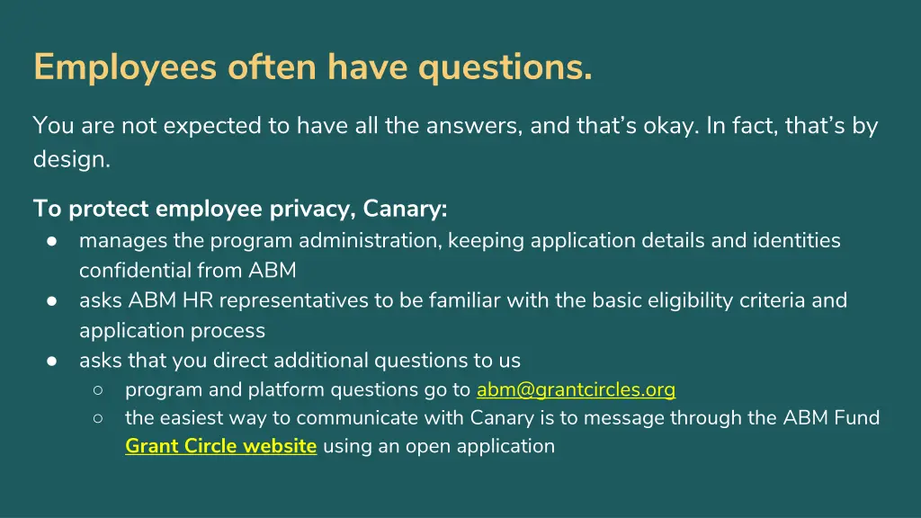 employees often have questions