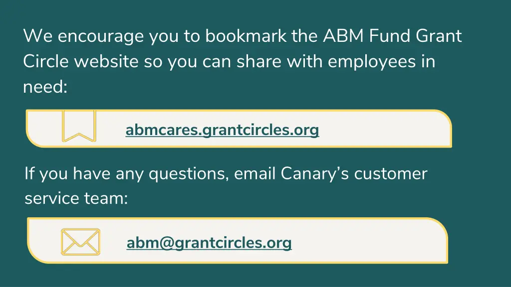 we encourage you to bookmark the abm fund grant