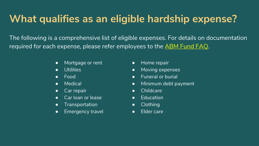 what qualifies as an eligible hardship expense