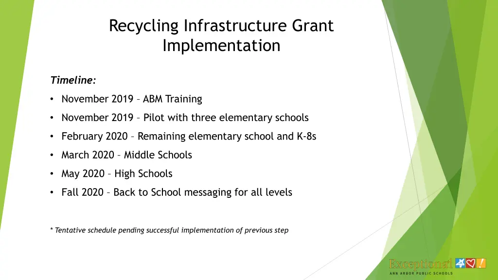 recycling infrastructure grant implementation