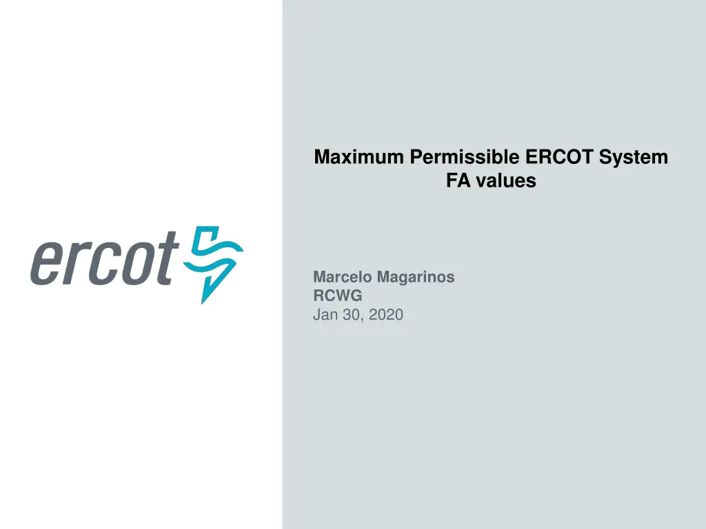 maximum permissible ercot system fa values
