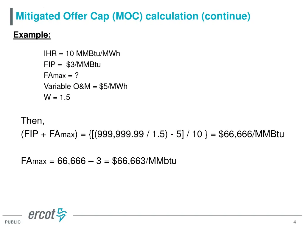 mitigated offer cap moc calculation continue
