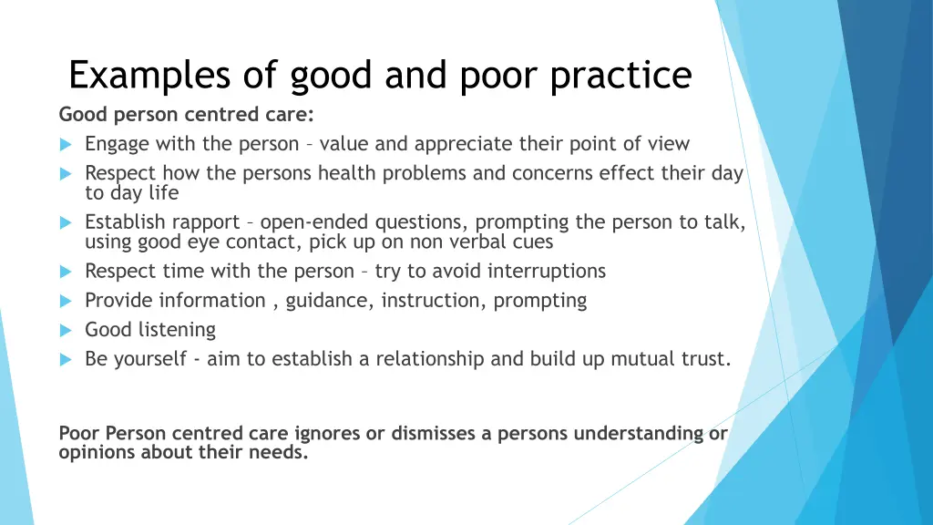 examples of good and poor practice good person