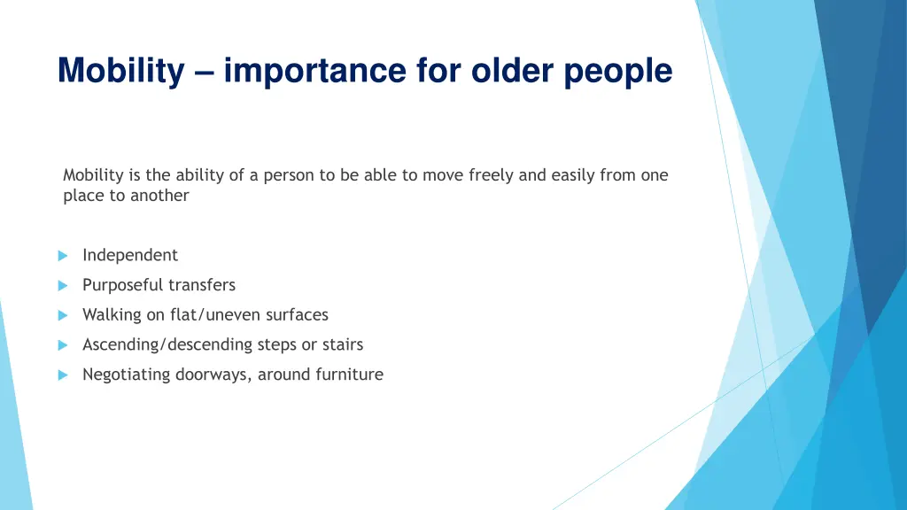 mobility importance for older people
