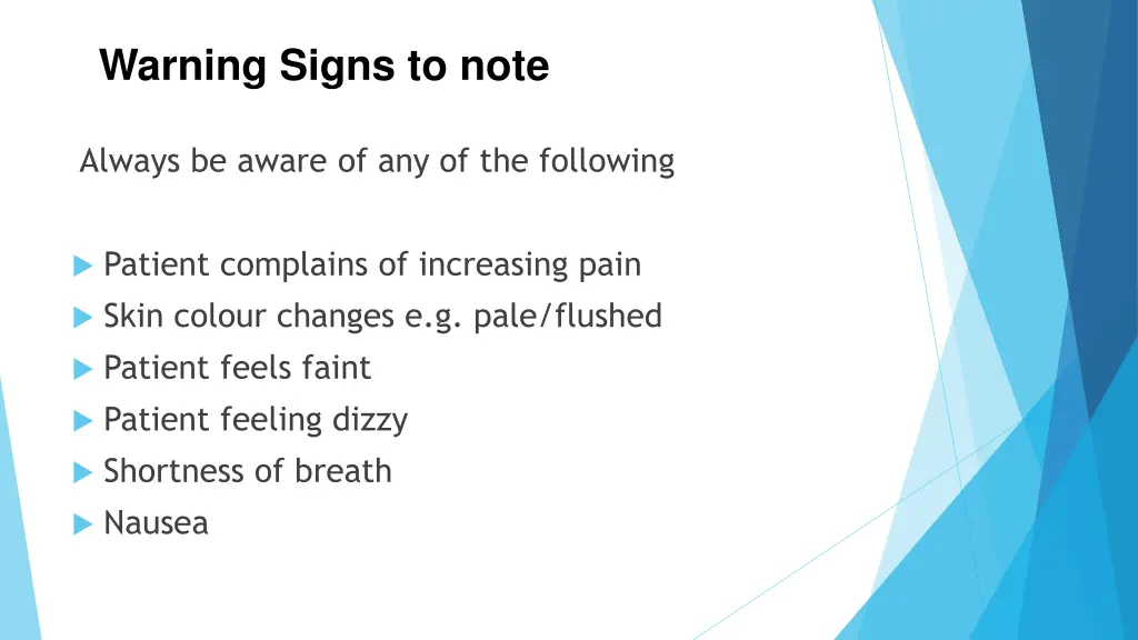 warning signs to note