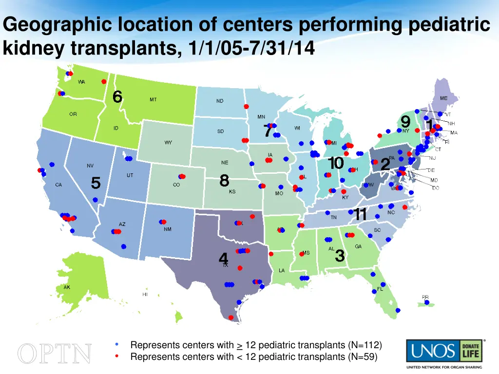 geographic location of centers performing 1