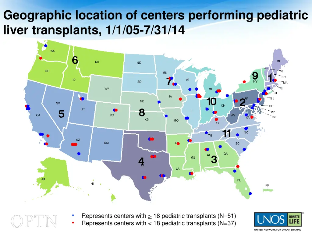 geographic location of centers performing 2