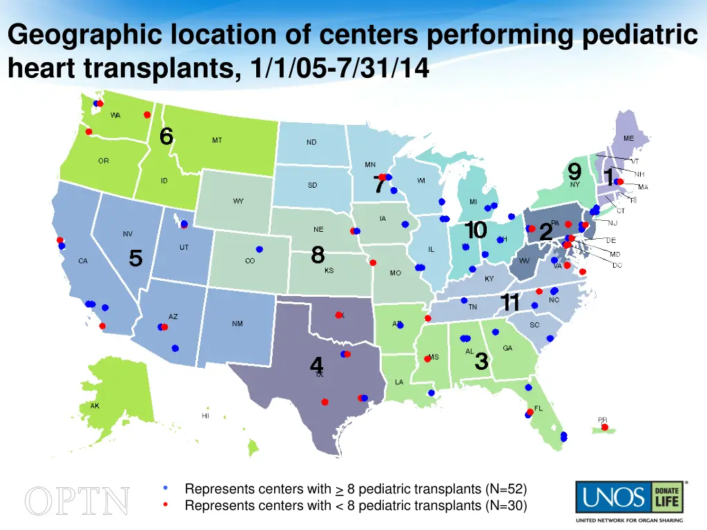 geographic location of centers performing