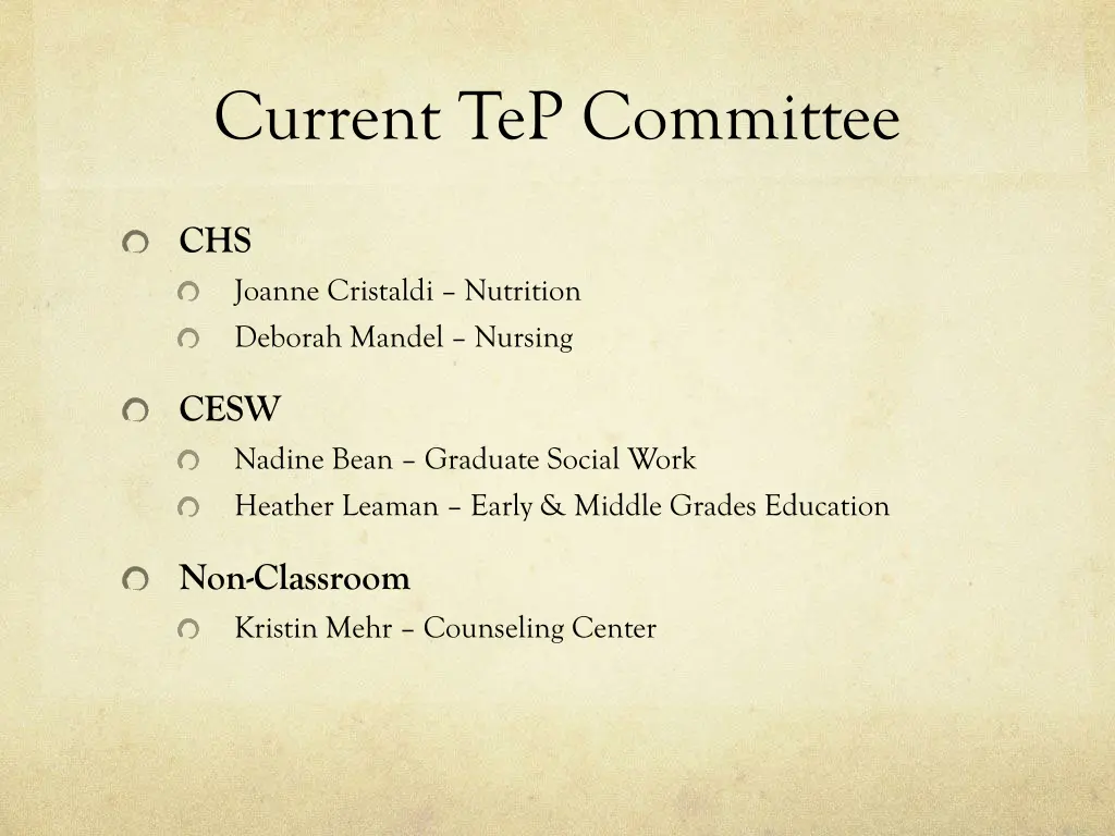 current tep committee 1