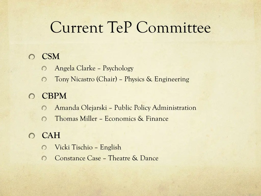 current tep committee