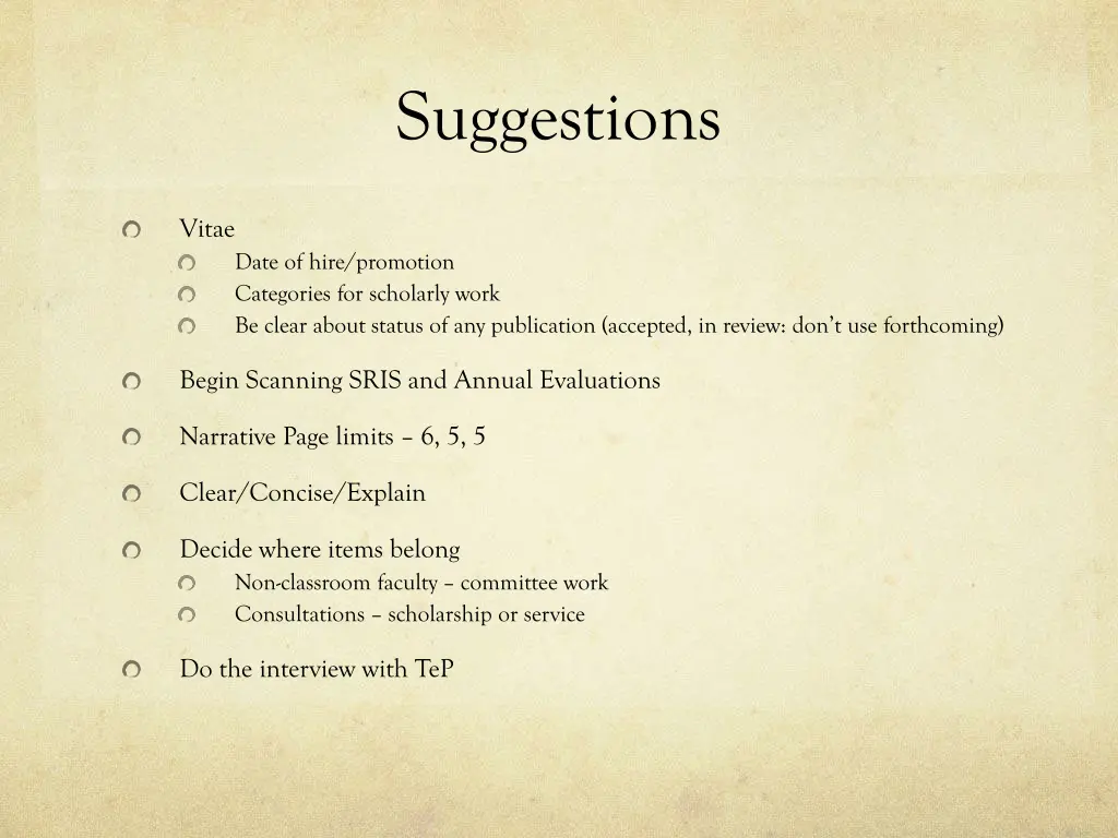 suggestions