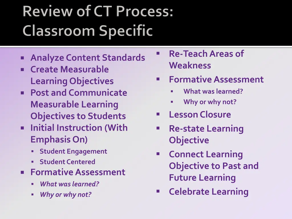 re teach areas of weakness formative assessment