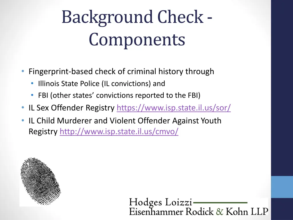 background check components