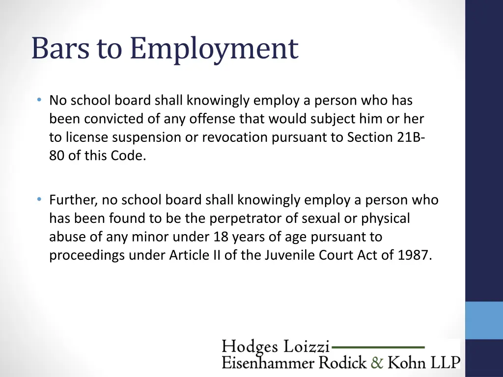 bars to employment