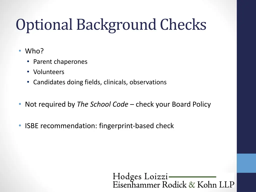 optional background checks