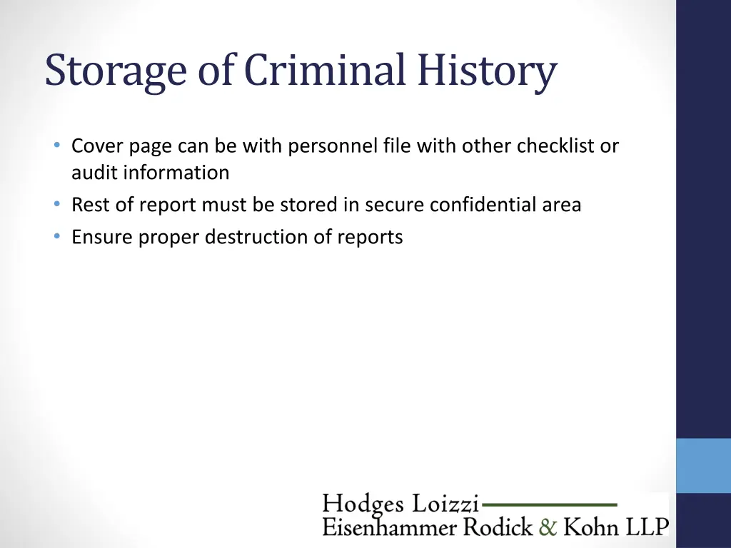 storage of criminal history