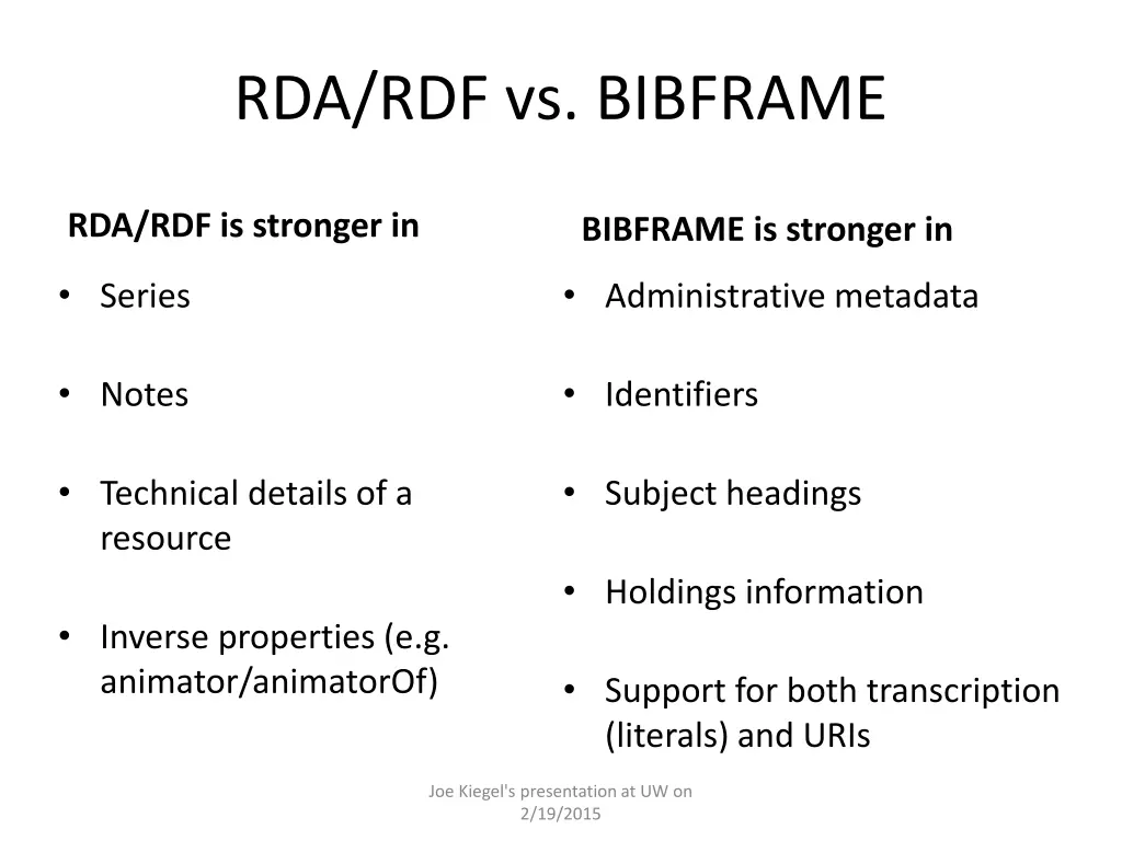 rda rdf vs bibframe