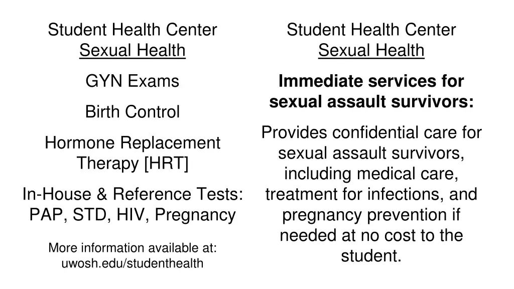 student health center sexual health