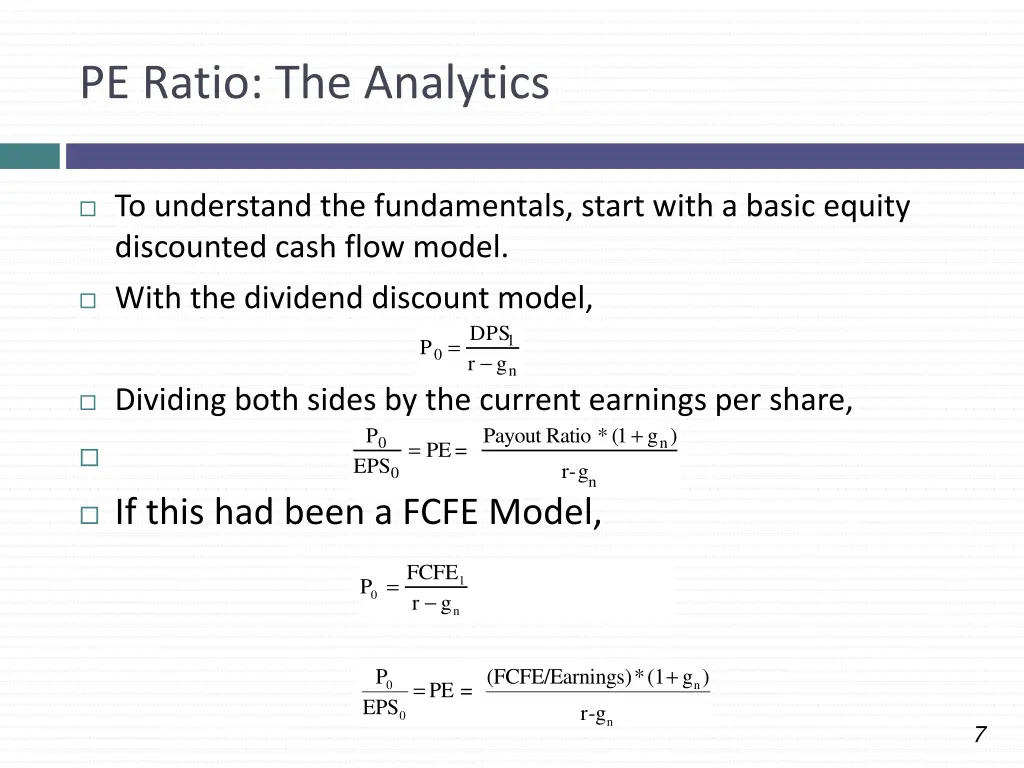 pe ratio the analytics