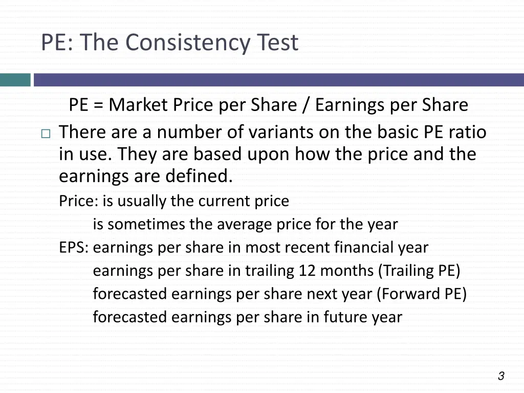 pe the consistency test