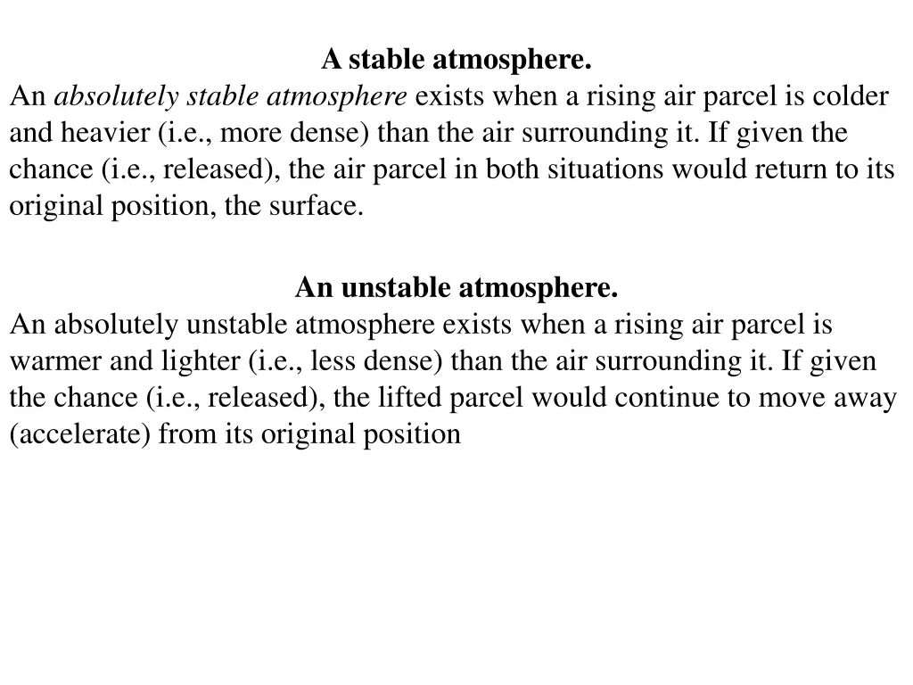 a stable atmosphere