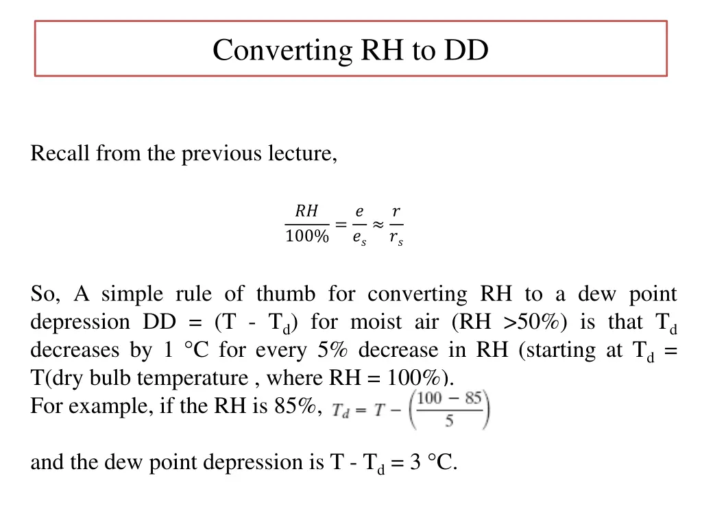 converting rh to dd