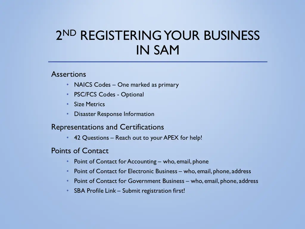 2 nd registering your business in sam