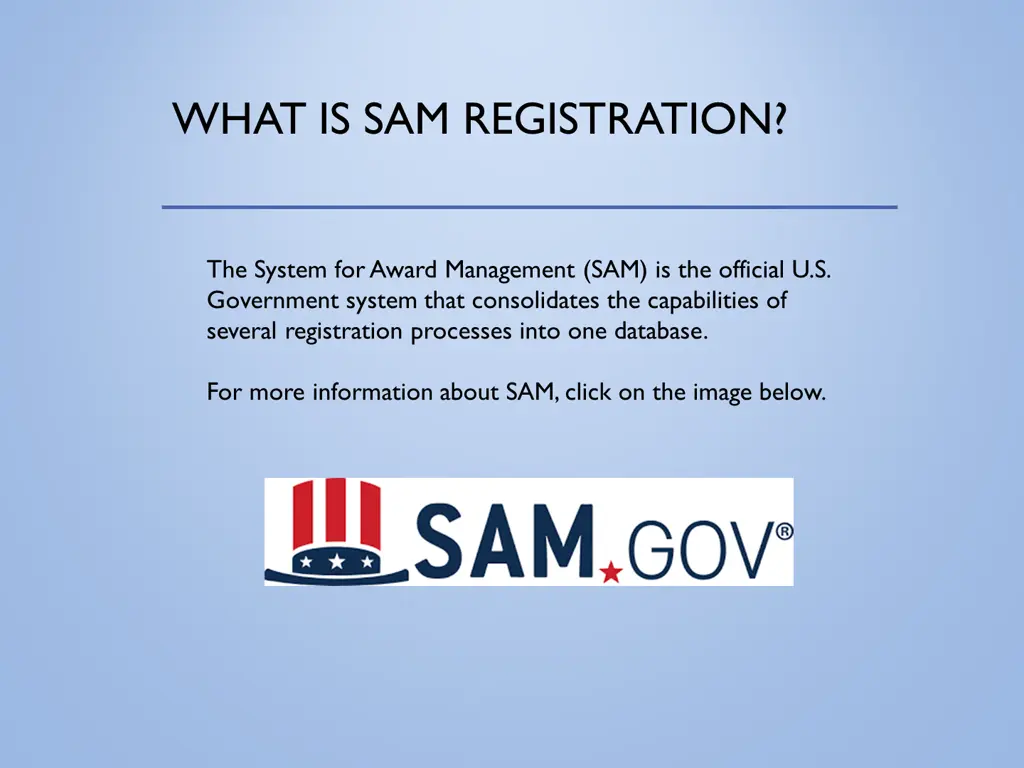 what is sam registration