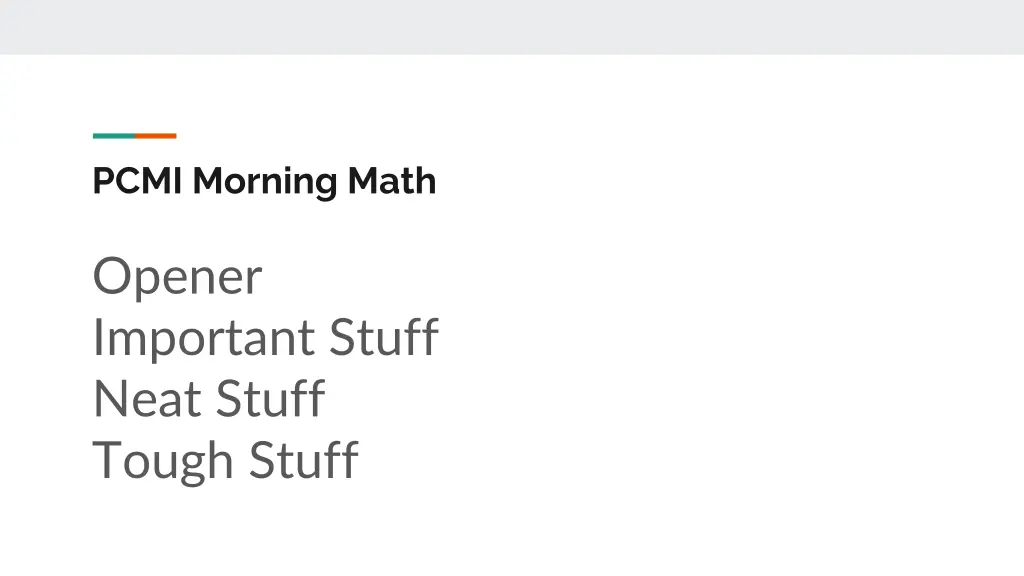 pcmi morning math