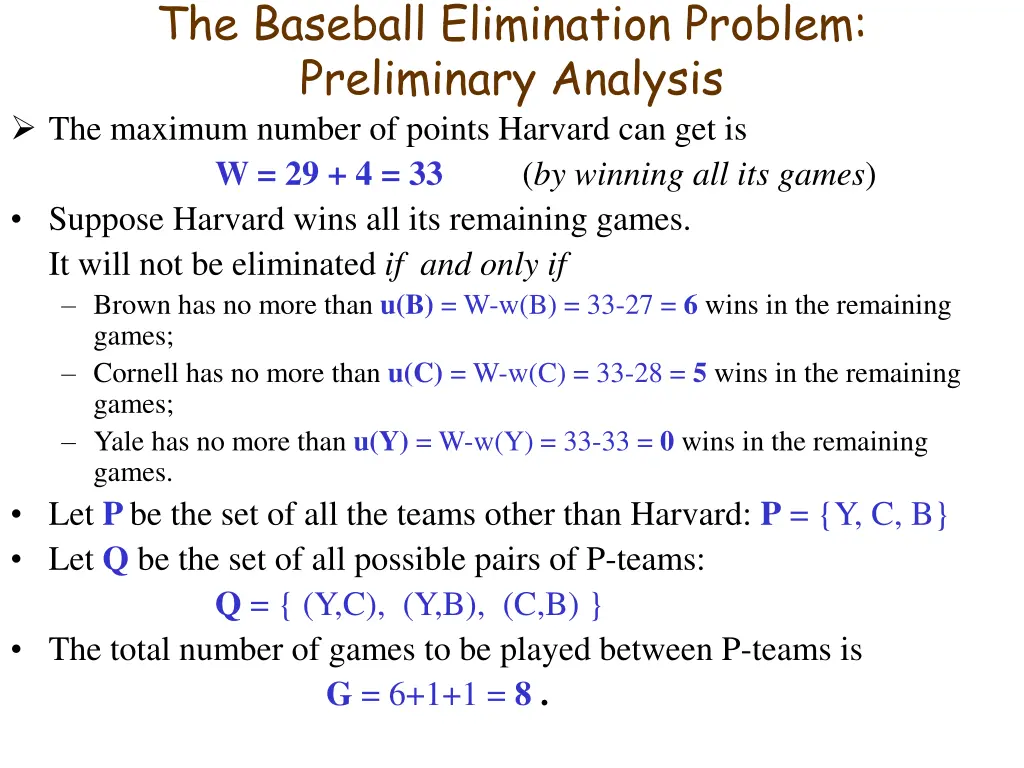 the baseball elimination problem preliminary