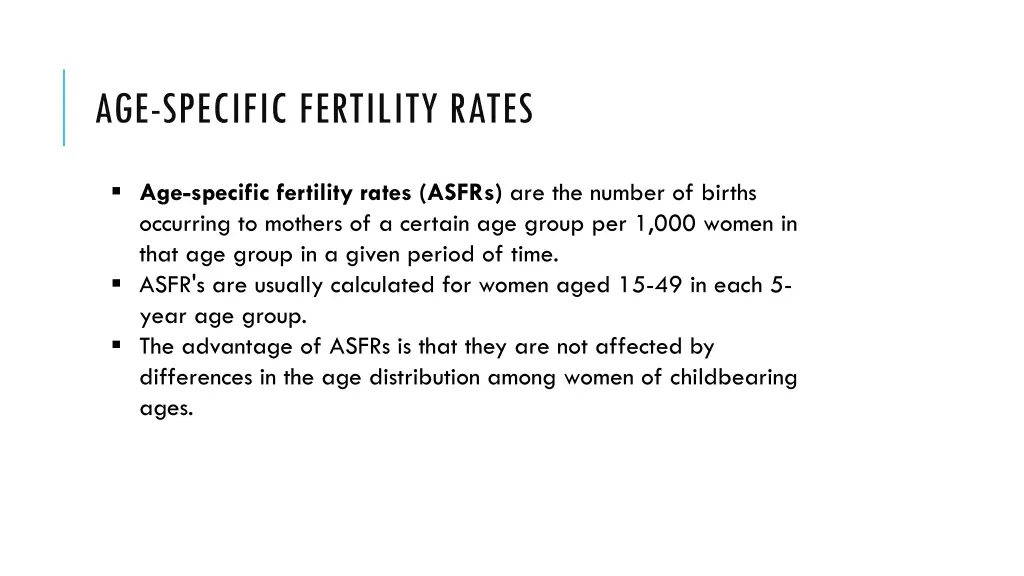 age specific fertility rates