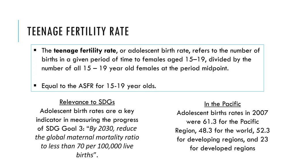 teenage fertility rate
