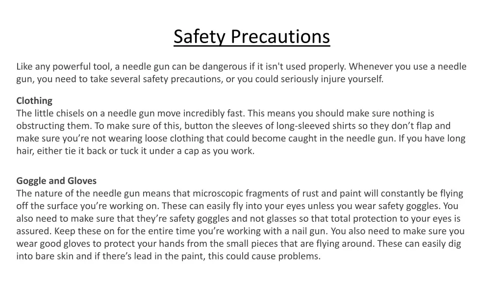 safety precautions