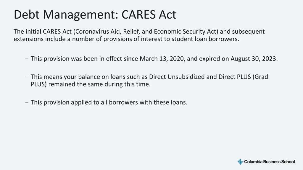 debt management cares act