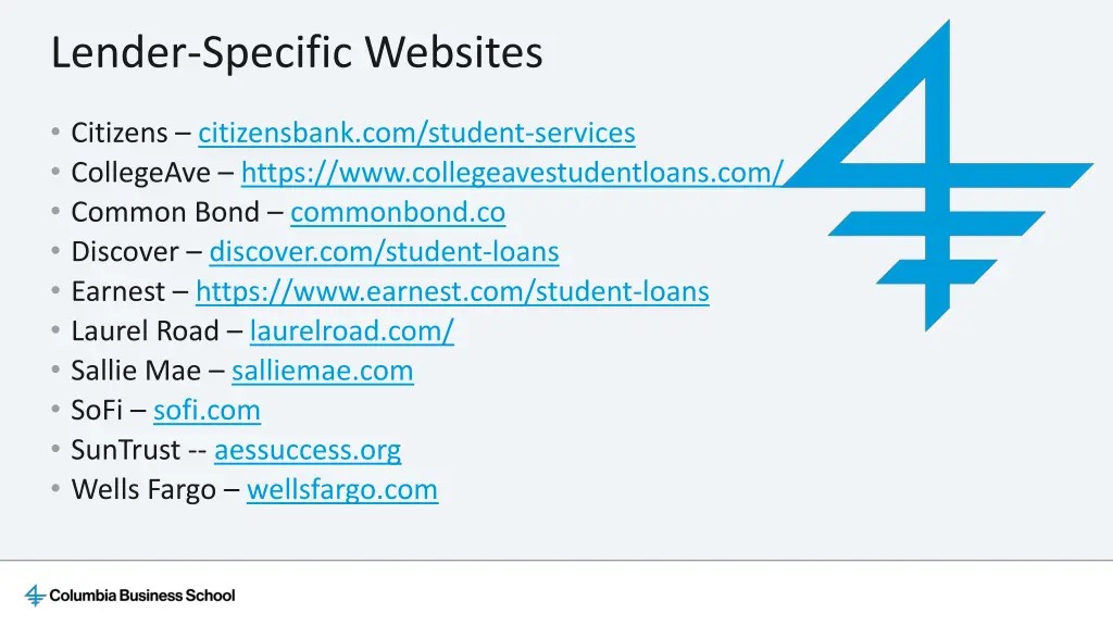 lender specific websites