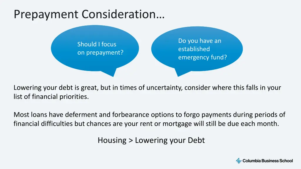 prepayment consideration