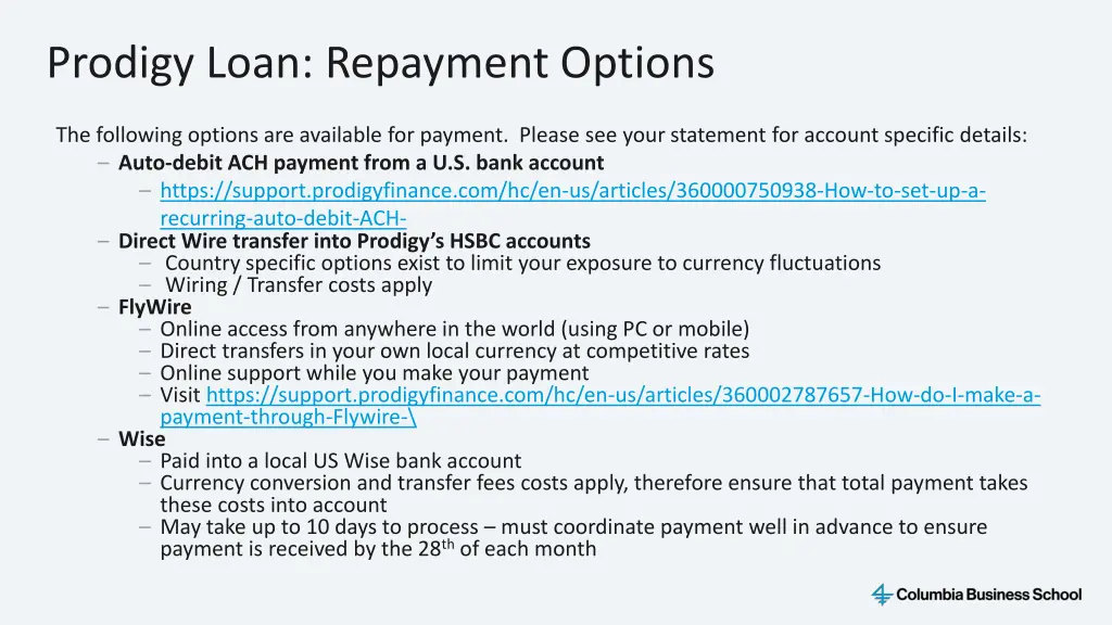prodigy loan repayment options