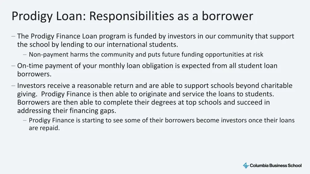 prodigy loan responsibilities as a borrower