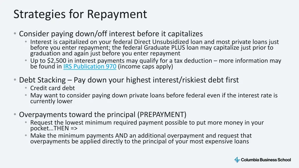 strategies for repayment 2