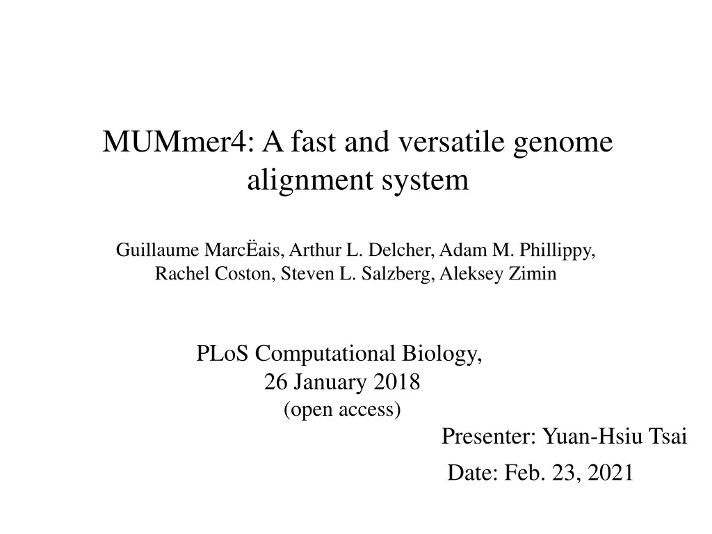 mummer4 a fast and versatile genome alignment