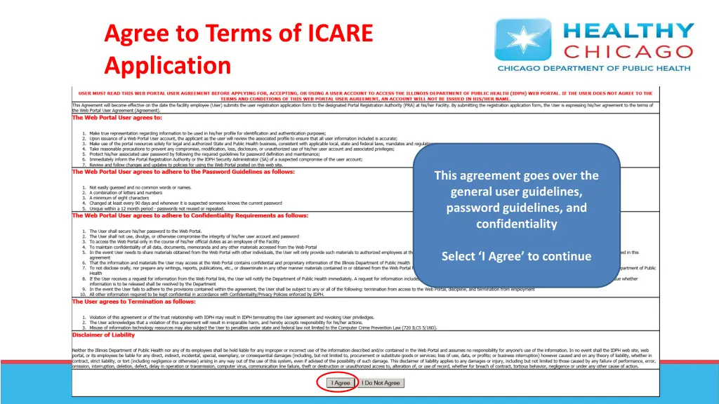 agree to terms of icare application