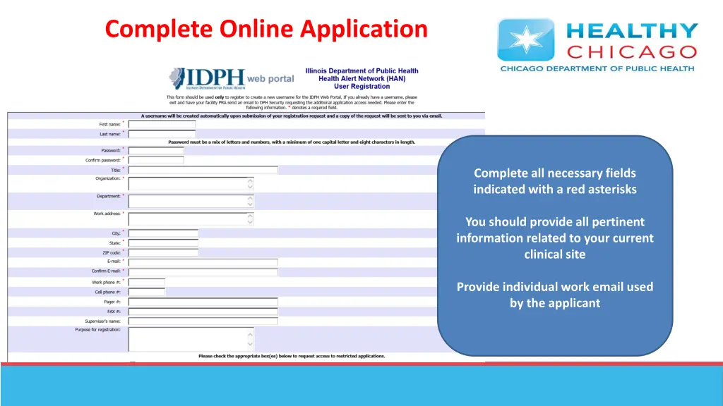 complete online application
