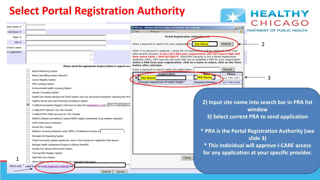 select portal registration authority
