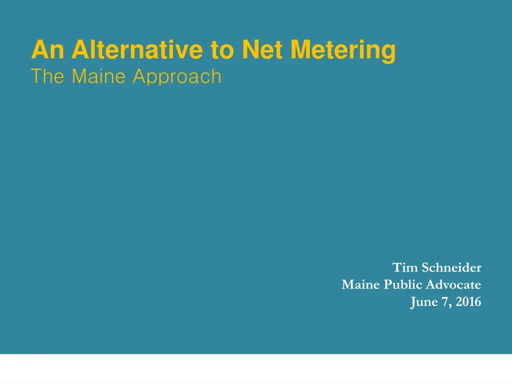 an alternative to net metering the maine approach