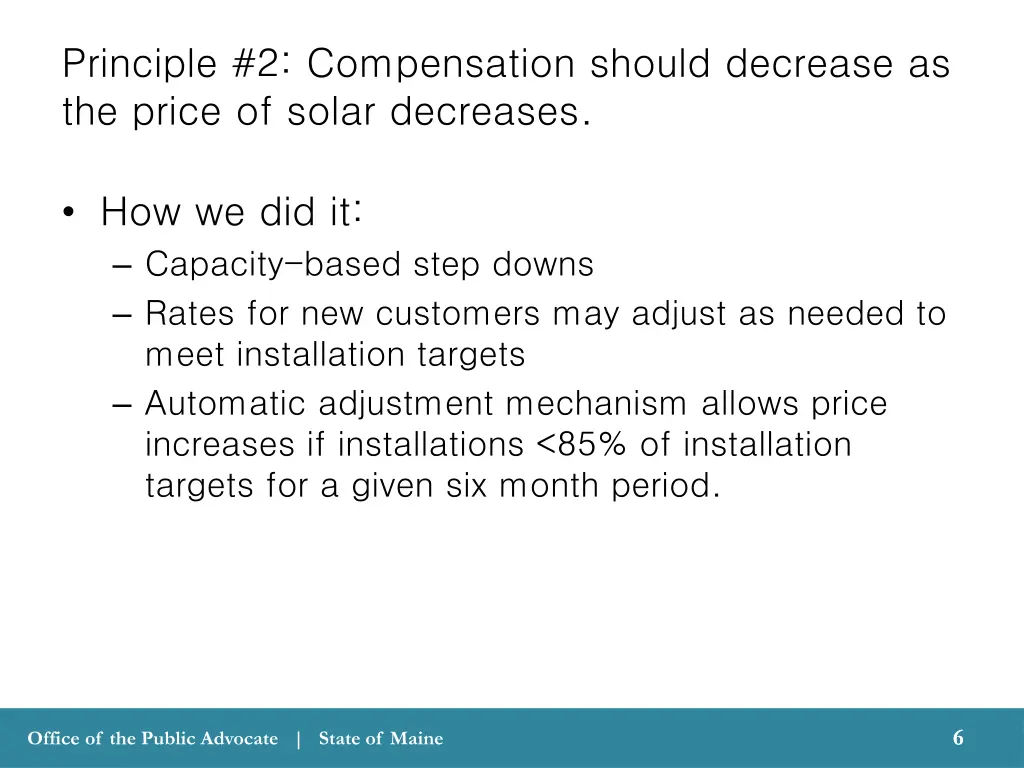 principle 2 compensation should decrease