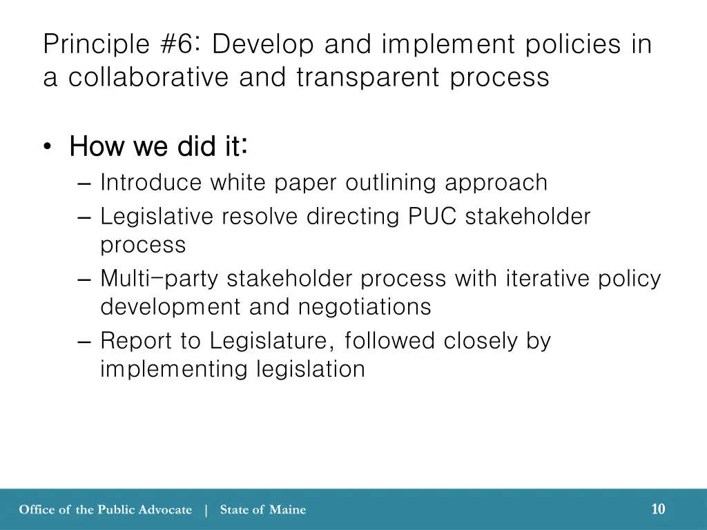 principle 6 develop and implement policies