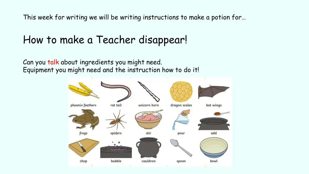 this week for writing we will be writing