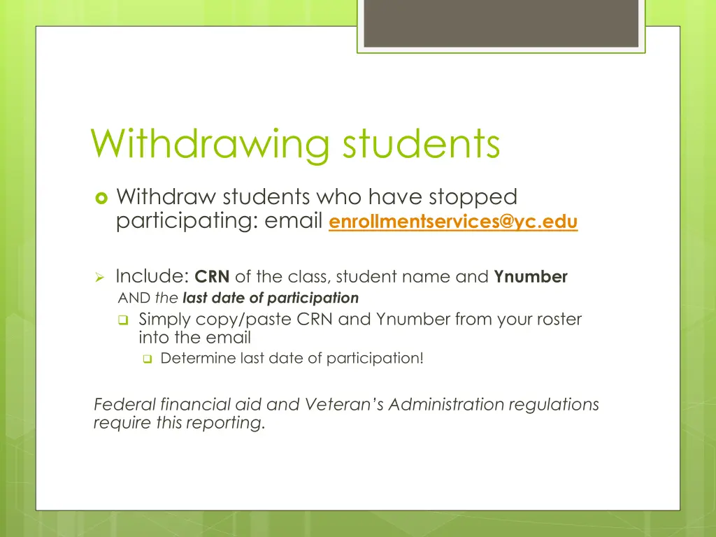 withdrawing students